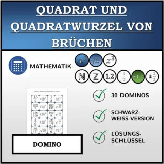 Domino: Quadrat und Quadratwurzel von Brüchen