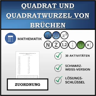 Zuordnungsübung: Quadrat und Quadratwurzel von Brüchen