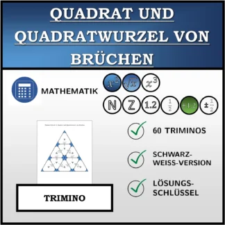 Trimino: Quadrat und Quadratwurzel von Brüchen