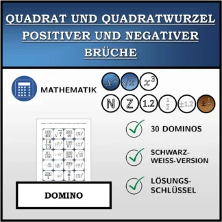 Domino: Quadrat und Quadratwurzel positiver und negativer Brüche