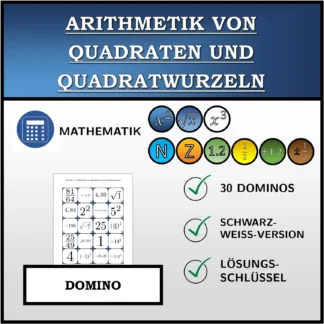 Domino: Arithmetik von Quadraten und Quadratwurzeln