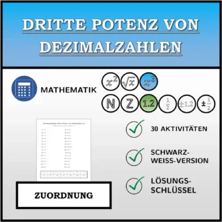 Zuordnungsübung: Dritte Potenz von Dezimalzahlen