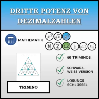 Trimino: Dritte Potenz von Dezimalzahlen