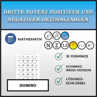 Domino: Dritte Potenz positiver und negativer Dezimalzahlen