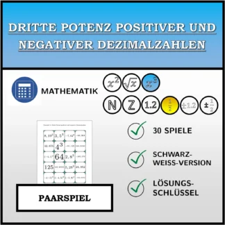 Paarspiel: Dritte Potenz positiver und negativer Dezimalzahlen