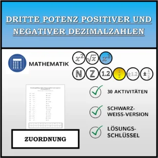 Zuordnungsübung: Dritte Potenz positiver und negativer Dezimalzahlen