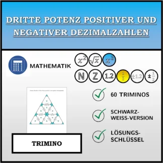 Trimino: Dritte Potenz positiver und negativer Dezimalzahlen
