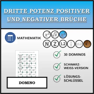 Domino: Dritte Potenz positiver und negativer Brüche