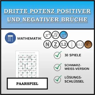 Paarspiel: Dritte Potenz positiver und negativer Brüche
