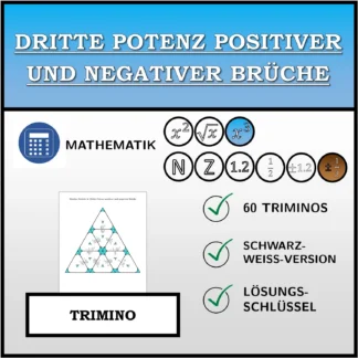 Trimino: Dritte Potenz positiver und negativer Brüche