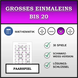 Paarspiel: Großes Einmaleins bis 20