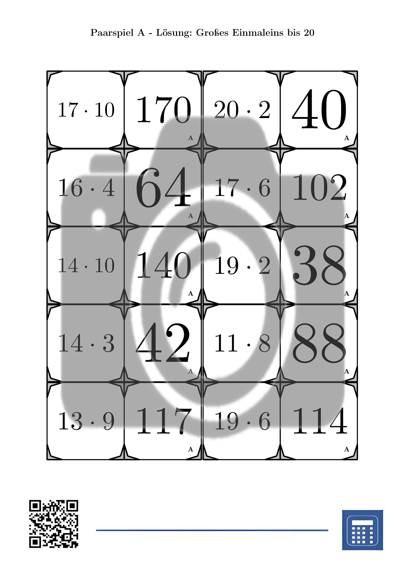 Paarspiel: Großes Einmaleins bis 20 – Bild 4