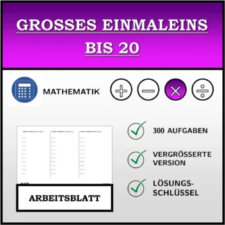 Arbeitsblatt: Großes Einmaleins bis 20