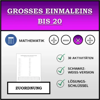Zuordnungsübung: Großes Einmaleins bis 20