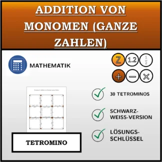 Tetromino: Addition von Monomen (ganze Zahlen)