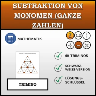 Trimino: Subtraktion von Monomen (ganze Zahlen)