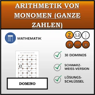 Domino: Arithmetik von Monomen (ganze Zahlen)