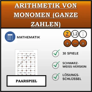 Paarspiel: Arithmetik von Monomen (ganze Zahlen)