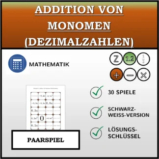 Paarspiel: Addition von Monomen (Dezimalzahlen)