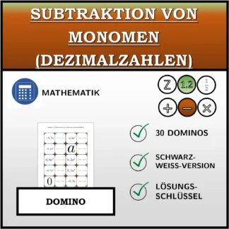 Domino: Subtraktion von Monomen (Dezimalzahlen)