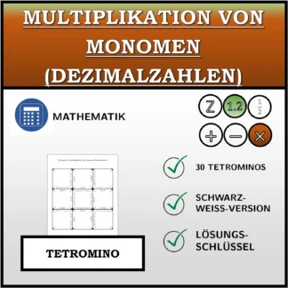 Tetromino: Multiplikation von Monomen (Dezimalzahlen)