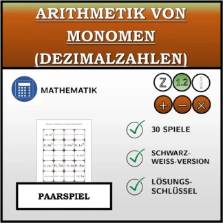 Paarspiel: Arithmetik von Monomen (Dezimalzahlen)