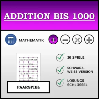 Paarspiel: Addition bis 1000