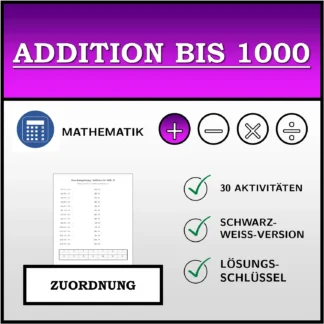 Zuordnungsübung: Addition bis 1000