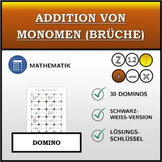 Domino: Addition von Monomen (Brüche)
