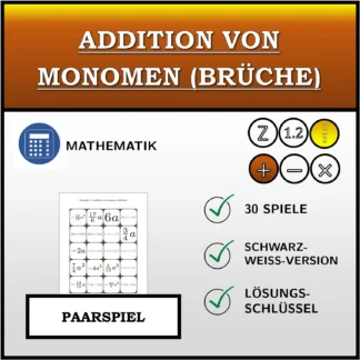 Paarspiel: Addition von Monomen (Brüche)