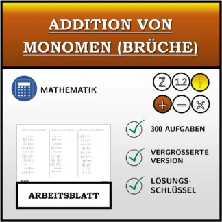 Arbeitsblatt: Addition von Monomen (Brüche)
