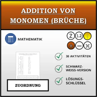 Zuordnungsübung: Addition von Monomen (Brüche)