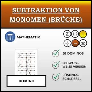 Domino: Subtraktion von Monomen (Brüche)