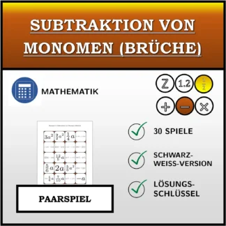 Paarspiel: Subtraktion von Monomen (Brüche)