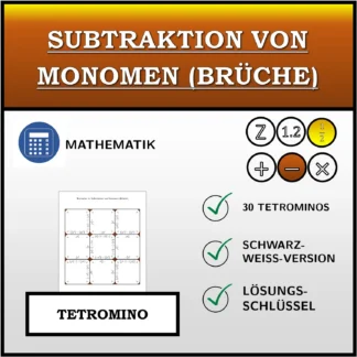 Tetromino: Subtraktion von Monomen (Brüche)