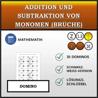 Domino: Addition und Subtraktion von Monomen (Brüche)