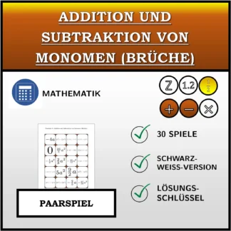 Paarspiel: Addition und Subtraktion von Monomen (Brüche)