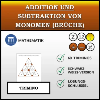 Trimino: Addition und Subtraktion von Monomen (Brüche)