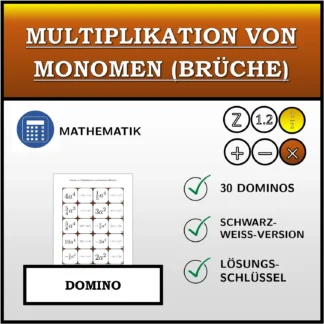 Domino: Multiplikation von Monomen (Brüche)