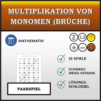 Paarspiel: Multiplikation von Monomen (Brüche)