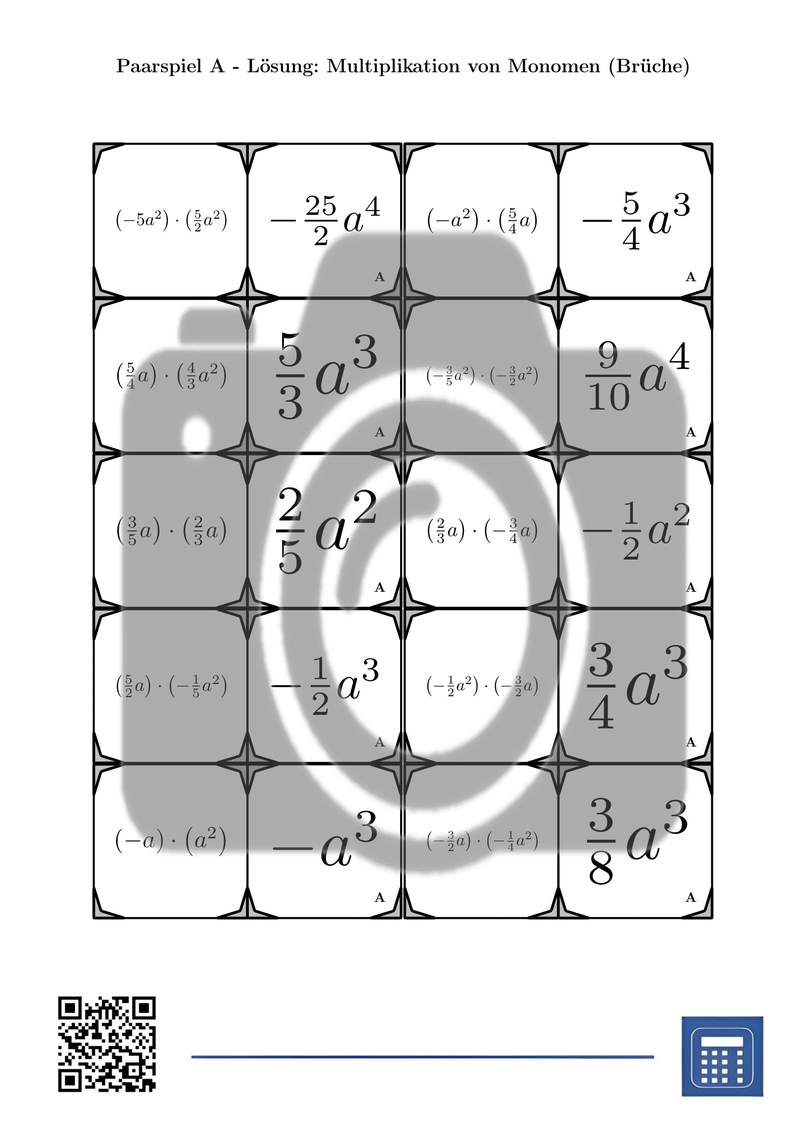 Paarspiel: Multiplikation von Monomen (Brüche) – Bild 4