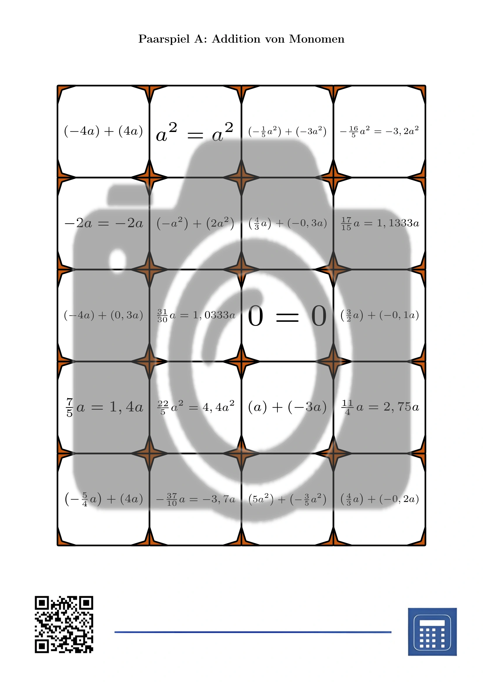 Paarspiel: Addition von Monomen – Bild 2