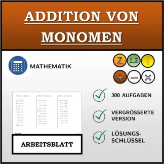 Arbeitsblatt: Addition von Monomen