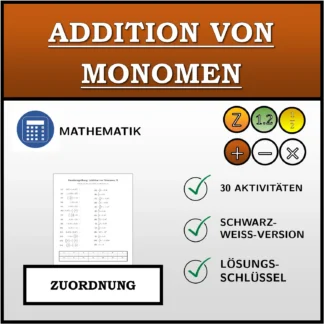 Zuordnungsübung: Addition von Monomen