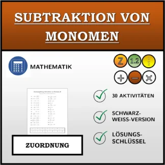 Zuordnungsübung: Subtraktion von Monomen