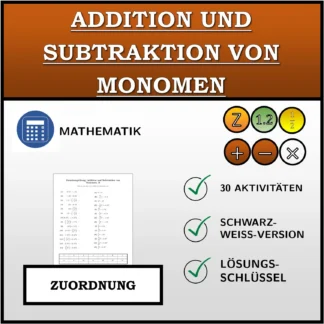 Zuordnungsübung: Addition und Subtraktion von Monomen