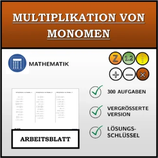 Arbeitsblatt: Multiplikation von Monomen