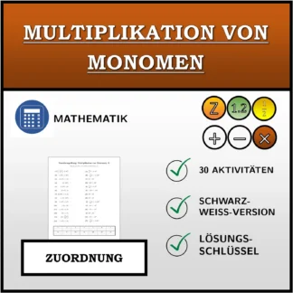 Zuordnungsübung: Multiplikation von Monomen