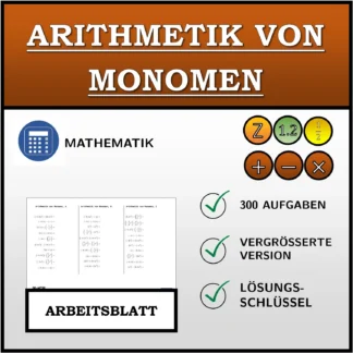 Arbeitsblatt: Arithmetik von Monomen