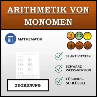 Zuordnungsübung: Arithmetik von Monomen